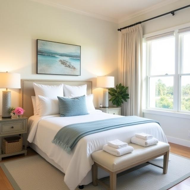 Luxuriously staged bedroom in a Marco Island vacation rental